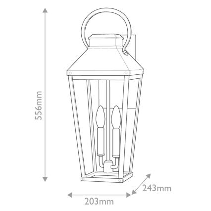 Hinkley - Välisseinavalgusti DAWSON L 2xE14/40W/230V IP44 must