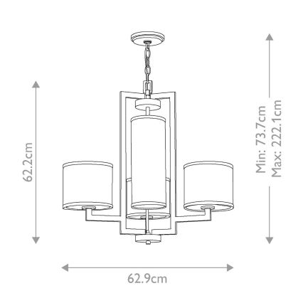 Hinkley - kettaga ripplühter HAMPTON 4xE27/60W/230V kuldne