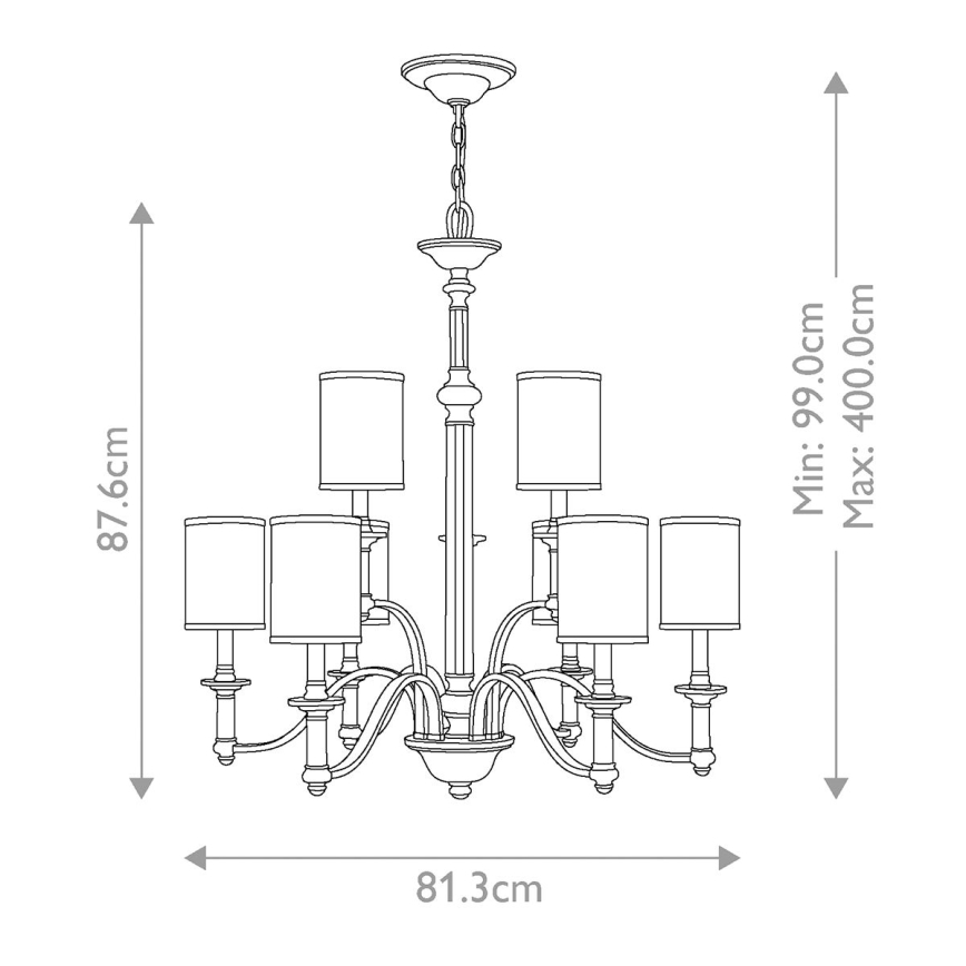 Hinkley - SUSSEX ketiga ripplühter 9xE14/40W/230V matistatud kroom