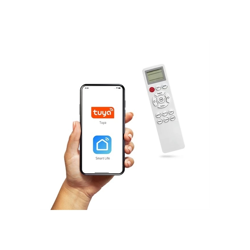 Hübriidne päikeseenergial töötav kliimaseade 5 kW Tuya Wi-Fi valge + kaugjuhtimispult