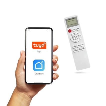 Hübriidne päikesepaneelidega kliimaseade 5kW Tuya Wi‑Fi, valge + kaugjuhtimispult