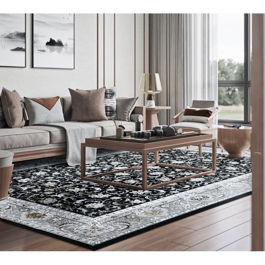 Idamaine vaip GRECE 120x170 cm 2150 g/m2 must/hall/valge