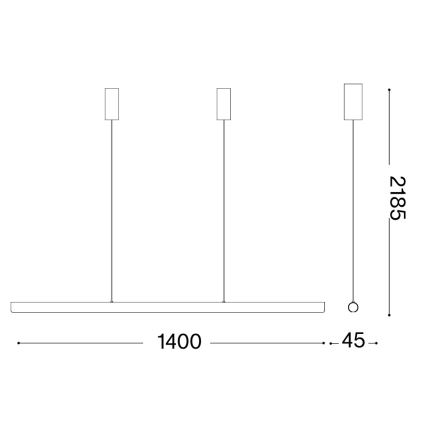 Ideal Lux - LED hämardatav kaabliga riputatav lühter DORICA LED/35W/230V CRI 90 140 cm kuldne