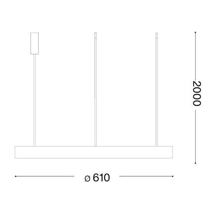 Ideal Lux - GEMINI LED-rippvalgusti kaablil, 47 W, 230 V, 4000 K, Ø 61 cm, CRI 90, messing