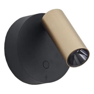 Ideal Lux - Hämardatav puutetundlik seinavalgusti (suunavalgusti) ELF LED/3W/230V CRI 95 kuldne/must