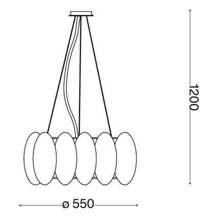 Ideal Lux - Kaabliga riputatav lühter OVALINO 8xE27/60W/230V läbimõõt 55 cm valge
