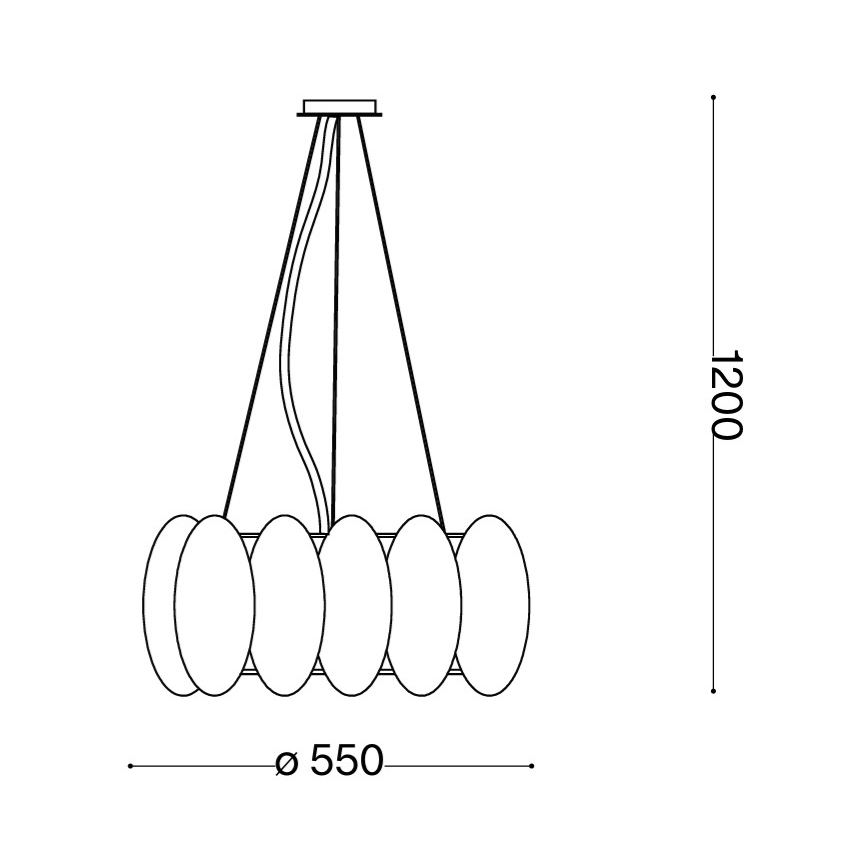 Ideal Lux - Kaabliga riputatav lühter OVALINO 8xE27/60W/230V läbimõõt 55 cm valge