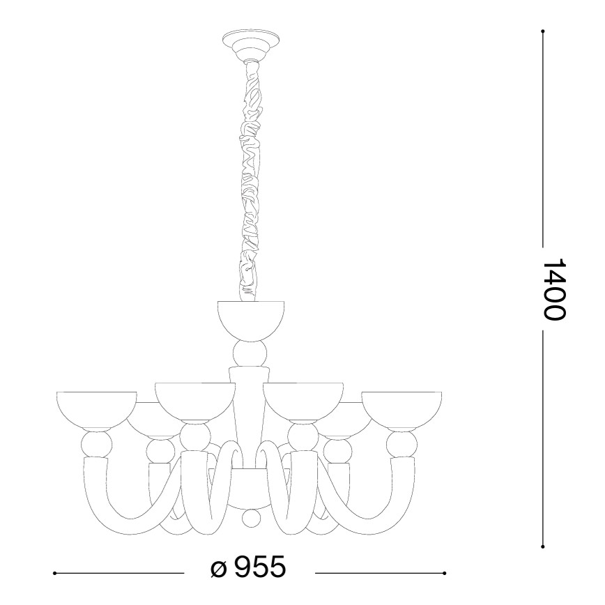 Ideal Lux - Ketiga lühter BON BON 8xE14/28W/230V läbimõõt 95,5 cm valge