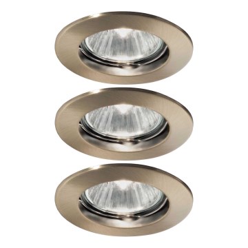 Ideal Lux - Komplekt 3x sissepaigaldatavat laevalgustit JAZZ 1xGU10/50W/230V läbimõõt 7,7 cm pronks