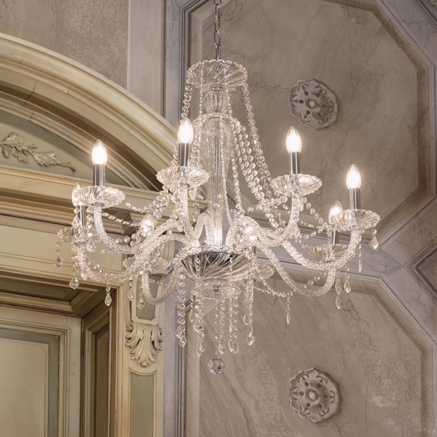Ideal Lux - Kristall-lühter AMADEUS 8xE14/40W/230V d. 80 cm läbipaistev