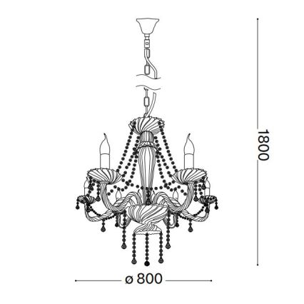 Ideal Lux - Kristall-lühter AMADEUS 8xE14/40W/230V d. 80 cm läbipaistev