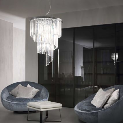 Ideal Lux - Kristall-lühter CARLTON 12xE14/40W/230V d. 50 cm läikiv kroom