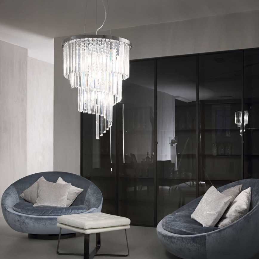 Ideal Lux - Kristall-lühter CARLTON 12xE14/40W/230V d. 50 cm läikiv kroom