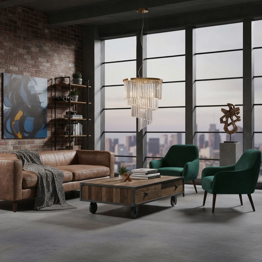 Ideal Lux - Kristall-lühter CARLTON 12xE14/40W/230V d. 50 cm kuldne