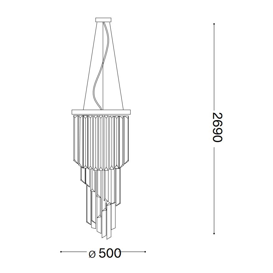 Ideal Lux - Kristall-lühter CARLTON 12xE14/40W/230V d. 50 cm kuldne