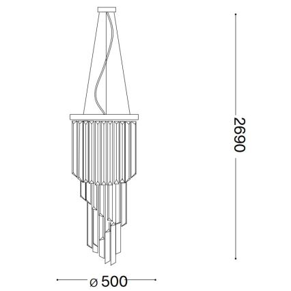 Ideal Lux - Kristall-lühter CARLTON 12xE14/40W/230V d. 50 cm kuldne