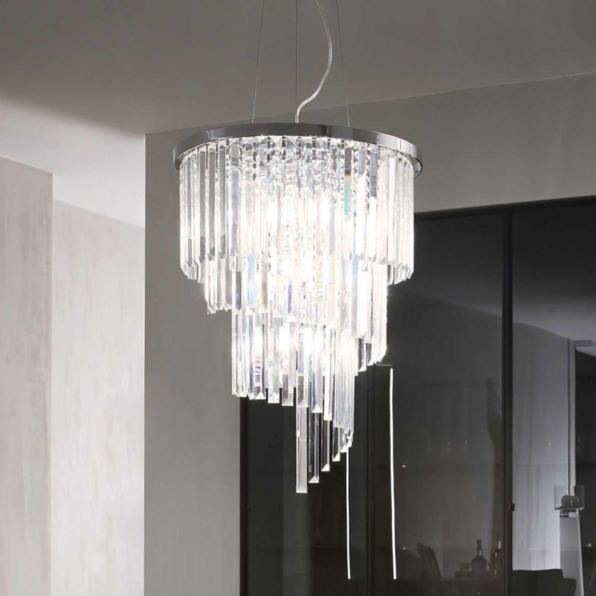 Ideal Lux - Kristall-lühter CARLTON 12xE14/40W/230V d. 50 cm läikiv kroom