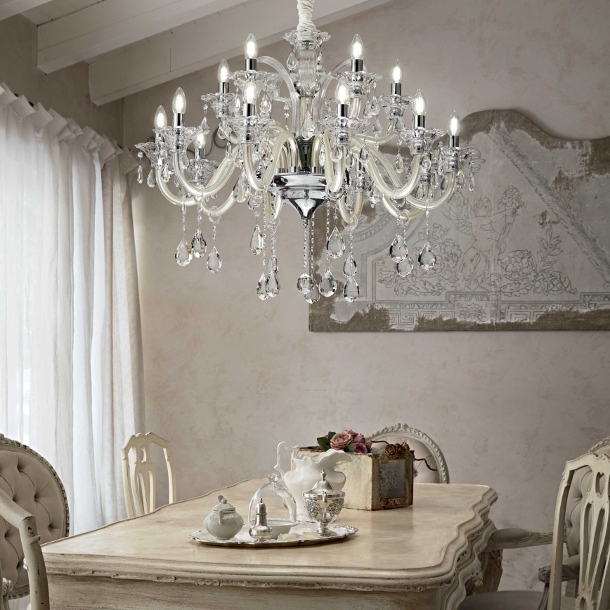 Ideal Lux - Kristall-lühter COLOSSAL 15xE14/40W/230V d. 95 cm kreemikas/läikiv kroom