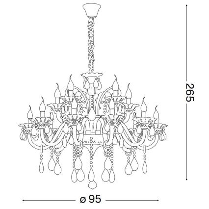 Ideal Lux - Kristall-lühter COLOSSAL 15xE14/40W/230V d. 95 cm kreemikas/läikiv kroom