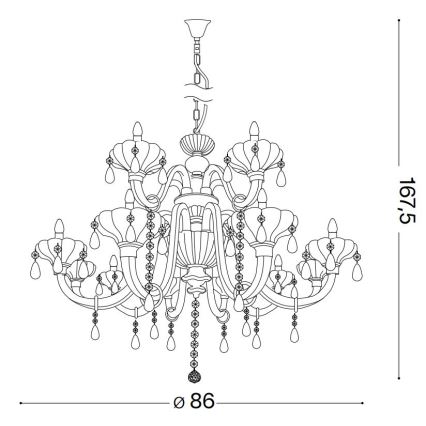 Ideal Lux - Kristall-lühter CONTINENTAL 12xE14/40W/230V d. 86 cm läbipaistev
