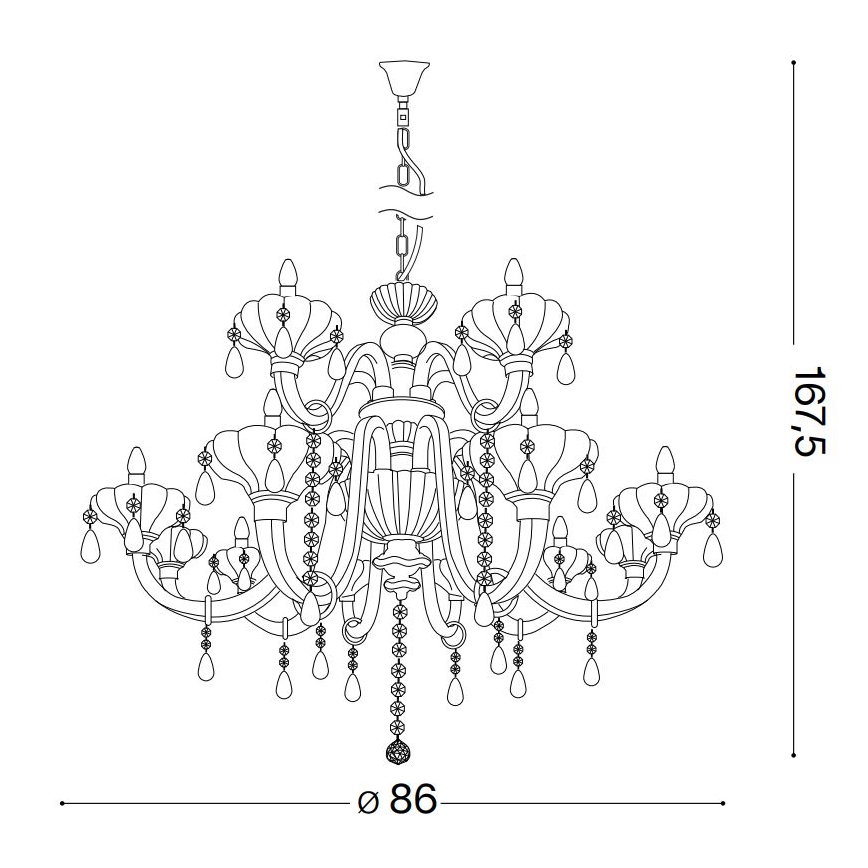 Ideal Lux - Kristall-lühter CONTINENTAL 12xE14/40W/230V d. 86 cm läbipaistev