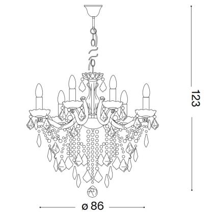 Ideal Lux - Kristall-lühter FLORIAN 18xE14/40W/230V d. 86 cm kuldne
