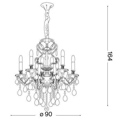 Ideal Lux - Kristall-lühter GIOCONDA 12xE14/40W/230V d. 90 cm kuldne