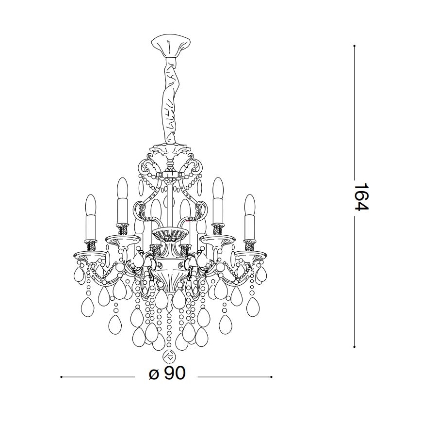 Ideal Lux - Kristall-lühter GIOCONDA 12xE14/40W/230V d. 90 cm kuldne