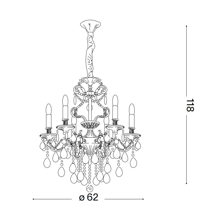Ideal Lux - Kristall-lühter GIOCONDA 6xE14/40W/230V d. 62 cm kuldne