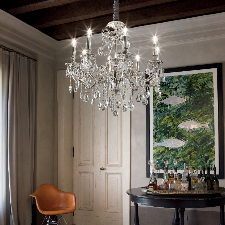 Ideal Lux - Kristall-lühter GIOCONDA 8xE14/40W/230V d. 73 cm hõbedane