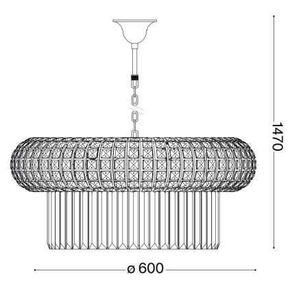 Ideal Lux - Kristall-lühter NABUCCO 12xE14/40W/230V d. 60 cm kuldne