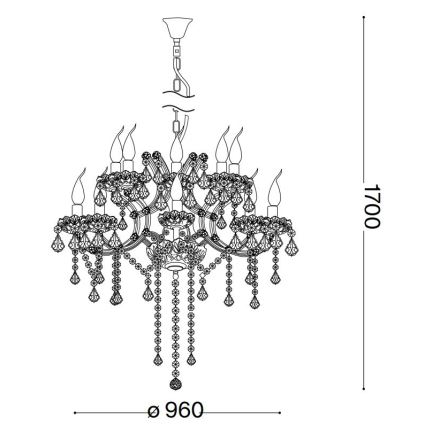 Ideal Lux - Kristall-lühter NAPOLEON 18xE14/40W/230V d. 96 cm läikiv kroom