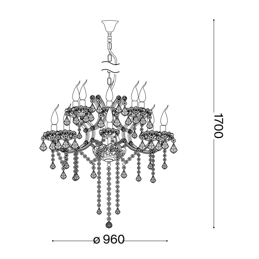 Ideal Lux - Kristall-lühter NAPOLEON 18xE14/40W/230V d. 96 cm läikiv kroom