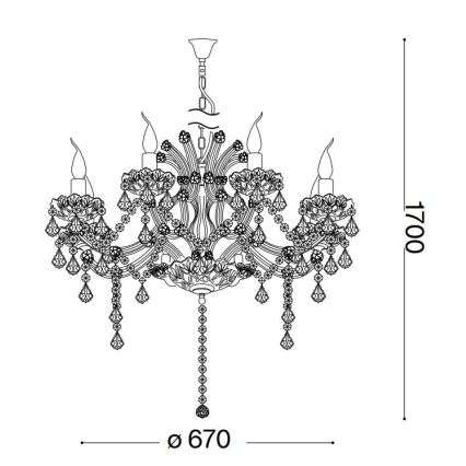 Ideal Lux - Kristall-lühter NAPOLEON 8xE14/40W/230V d. 67 cm kroom
