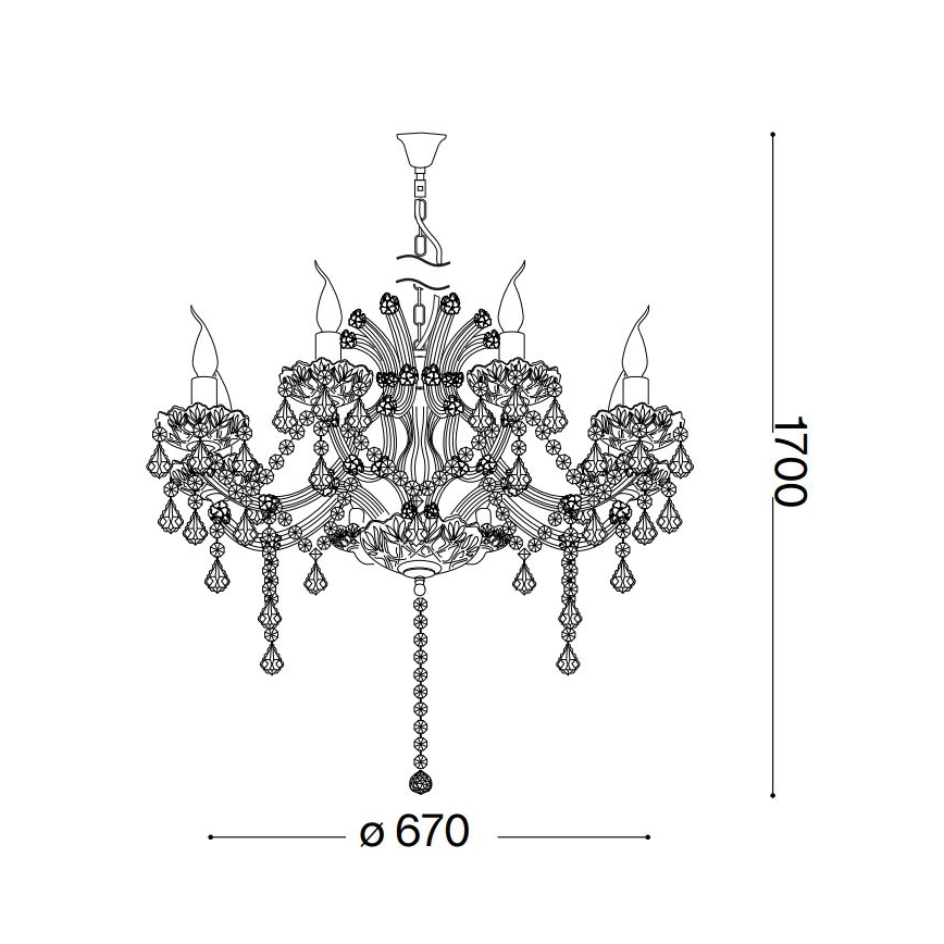 Ideal Lux - Kristall-lühter NAPOLEON 8xE14/40W/230V d. 67 cm kroom