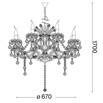 Ideal Lux - Kristall-lühter NAPOLEON 8xE14/40W/230V d. 67 cm kuldne