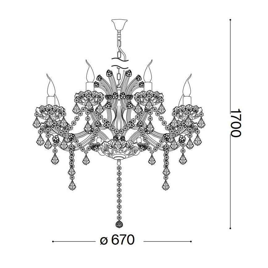 Ideal Lux - Kristall-lühter NAPOLEON 8xE14/40W/230V d. 67 cm kuldne