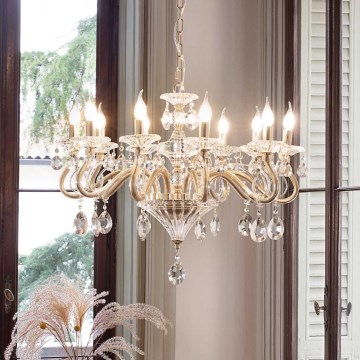 Ideal Lux - Kristall-lühter NEGRESCO 10xE14/28W/230V d. 85 cm kuldne