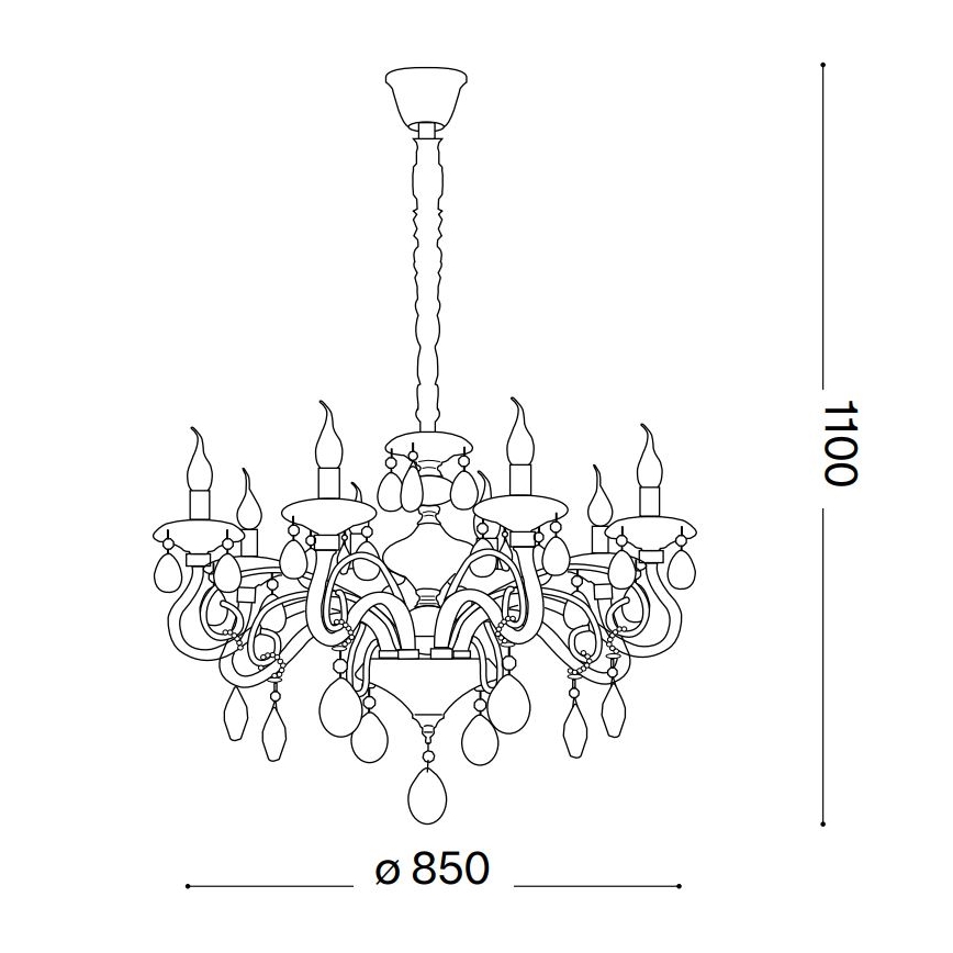 Ideal Lux - Kristall-lühter NEGRESCO 10xE14/28W/230V d. 85 cm läbipaistev