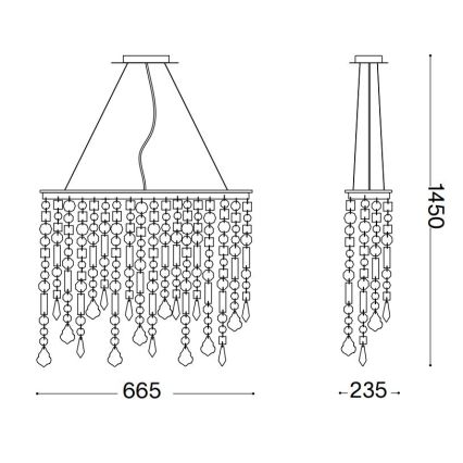 Ideal Lux - Kristall-lühter RAIN 5xE14/40W/230V läbipaistev