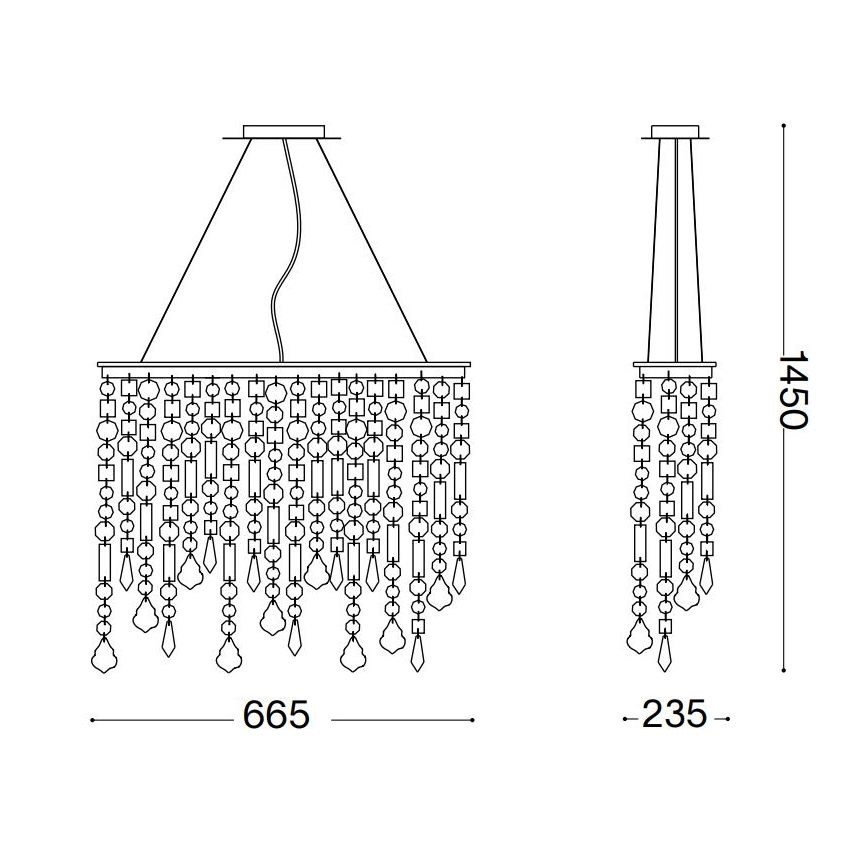 Ideal Lux - Kristall-lühter RAIN 5xE14/40W/230V läbipaistev