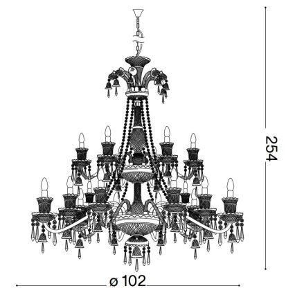 Ideal Lux - Kristall-lühter REDENTORE 18xE14/40W/230V d. 102 cm läbipaistev