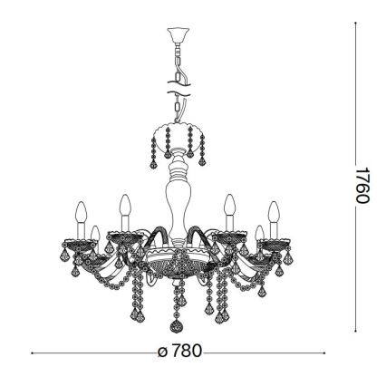 Ideal Lux - Kristall-lühter ROSE 8xE14/40W/230V d. 78 cm beež