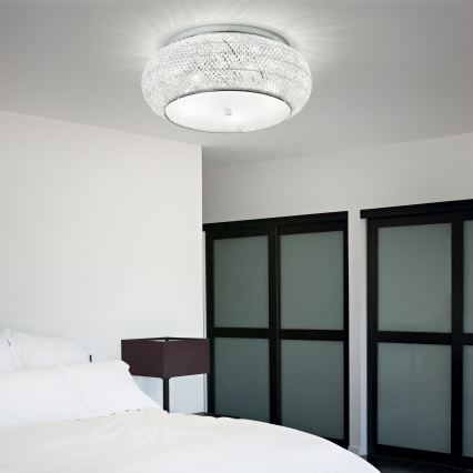 Ideal Lux - Kristallist laevalgusti PASHA 6xE14/40W/230V d. 40 cm läikiv kroom