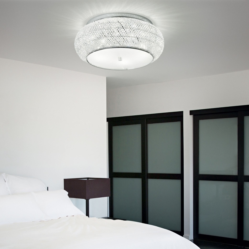 Ideal Lux - Kristallist laevalgusti PASHA 6xE14/40W/230V d. 40 cm läikiv kroom
