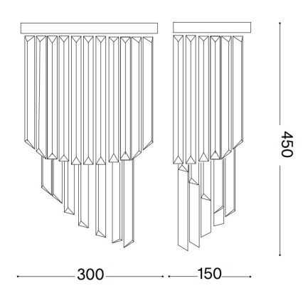 Ideal Lux - Kristallist seinavalgusti CARLTON 3xE14/40W/230V läikiv kroom