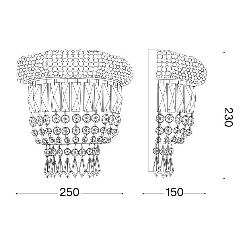 Ideal Lux - Kristallist seinavalgusti DUBAI 2xE14/28W/230V kuldne