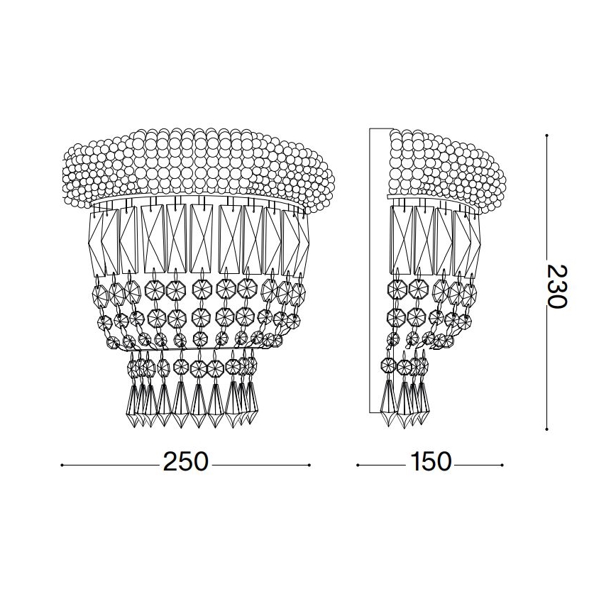 Ideal Lux - Kristallist seinavalgusti DUBAI 2xE14/28W/230V läikiv kroom