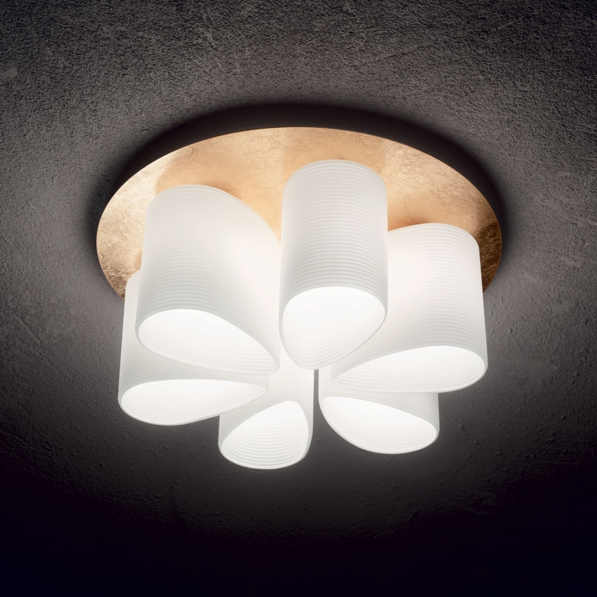 Ideal Lux - Laevalgusti DAISY 6xE27/52W/230V d. 60 cm kuldne/valge