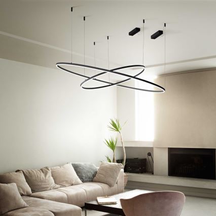 Ideal Lux - LED Hämardatav lühter ORACLE SLIM LED/40W/230V 4000K d. 70 cm CRI 90 must